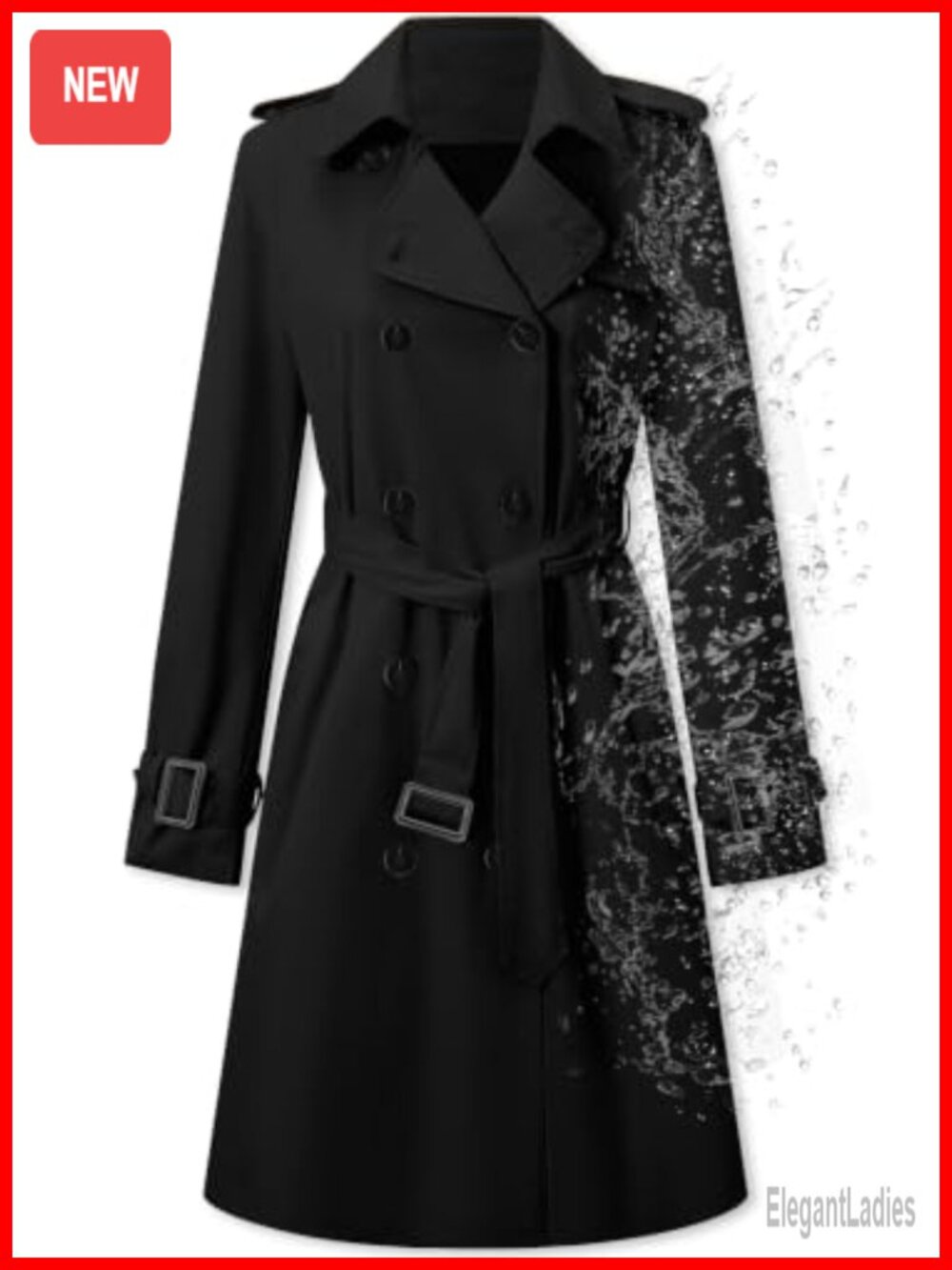 Double Breasted Water-Repellent Belted Trench Coat